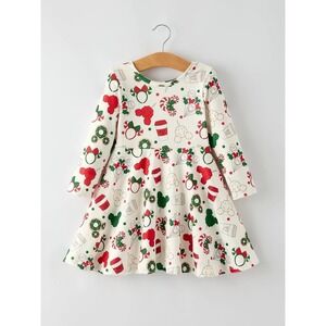 Toddler Girls 4 Christmas Mickey‎ Dress Red Green Holiday Balloon Candy Boutique
